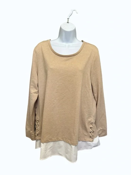 2 Dye 4 Tan Layered Fooler Lace Up Sides Tunic Top Size XL - Picture 2 of 6